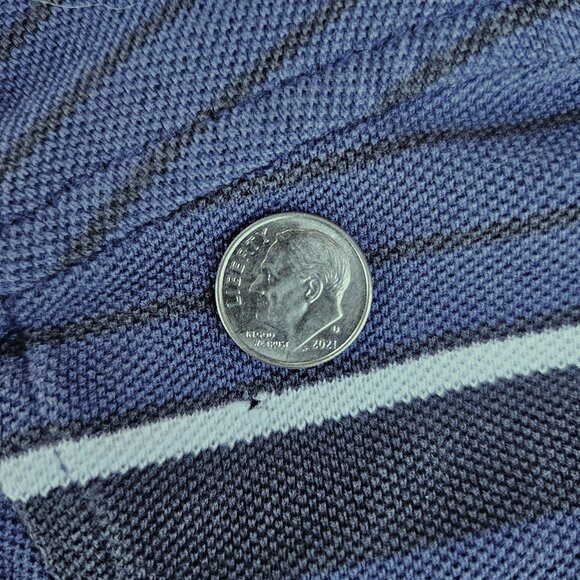 Daniel Cremieux Men's Dk Blu/Blk/White Striped Long Sleeve Cotton Polo Shirt - L - Picture 7 of 10